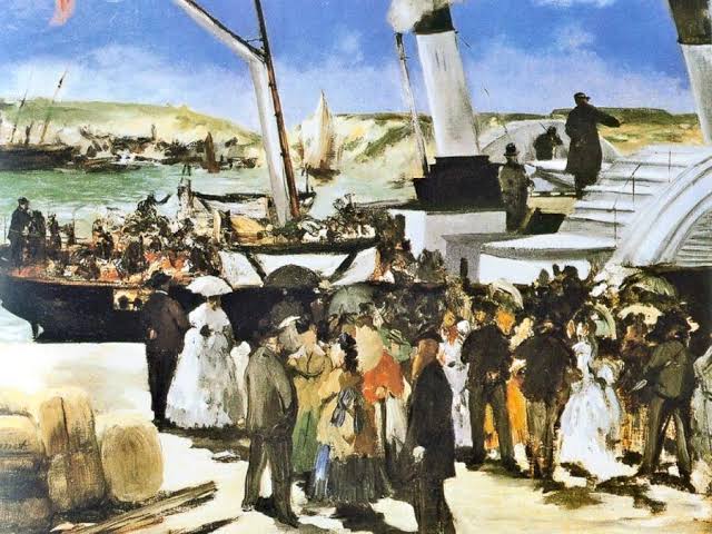 Image result for Édouard Manet, The Departure of Steam Folkestone, 1869"