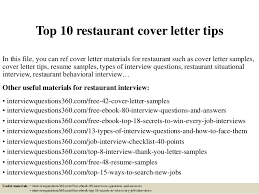 In this case, the application will be carrying your cooking abilities, a brief history of your past employers and the areas in which you specialize. Top 10 Restaurant Cover Letter Tips