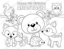 Online printable coloring sheets even if can be speedily delivered at the reception desk. Personalized Printable Woodland Forest Animals Deer Fox Etsy In 2021 Deer Coloring Pages Animal Coloring Pages Kid Coloring Page
