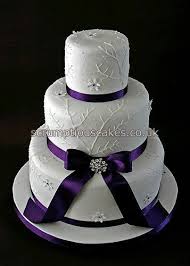 Wedding Cake 686 Piping Snowflakes Purple Ribbon Purple Wedding Cakes Purple Wedding Cake Purple Wedding