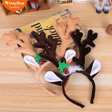 Adjustable chin strap with ear holes. Christmas Hairband Light Up Children Christmas Reindeer Antlers Headbands Hair Hoop For Christmas Party Costume Brown