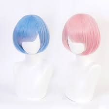 Find More Anime Costumes Information About Re Zero Starting Life In Another World Ram Rem Short Wig Ram Pink Cosplay Wig Wig Cap Ha Cosplay Wigs Wigs Short Wig