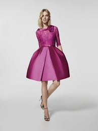 Pronovias Cocktail Dress 2018 Collection Glace Short Cocktail Dress Fitted At The Waist Wit Pink Dress Short Satin Cocktail Dress Cocktail Bridesmaid Dresses