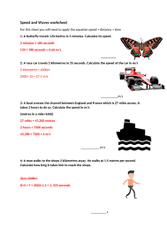 If 3000 waves passes over a certain point of the medium in 2 minutes, then compute its wavelength?. Wave Speed Equation Worksheet Teaching Resources