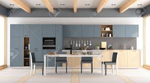 Popular dining table chair products. Modern Wooden And Blue Kitchen With Dining Table And Chairs Stock Photo Picture And Royalty Free Image Image 89879021