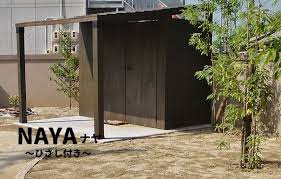 楽天市場 物置 おしゃれ 屋外 大型 ｎａｙａ なやひさし付き 納屋 オリジナル 樹脂製 本物の木材のような質感と耐久性 apoa パティオのアイデア 屋外パティオ 園芸小屋