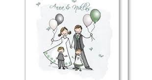 Hochzeitseinladung Mit Einem Brautpaar Und Kindern Braut Und Brautigam Halten Heliumballons In Ihren Handen Hochzeitseinladung Einladungen Hochzeit Hochzeit