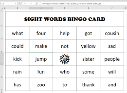 Each time you hit the shuffle button ms excel creates a two unique bingo cards that you can print out and use. Generate Sight Word Bingo Cards In Excel