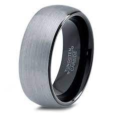 Tungsten Wedding Band Ring 8mm For Men Women Comfort Fit Black Enamel Domed Round Brushed Lifetime Guar Tungsten Wedding Bands Wedding Ring Bands Wedding Rings