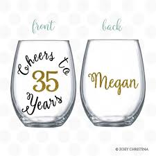 Happy bday pictures, quotes, funny gifts, best surprise card images, greetings and wishes for wife. Cheers To 35 Years 35th Birthday For Her 35th Birthday Gift Etsy 50th Birthday Gifts For Woman 50th Birthday Wine 30th Birthday Wine Glass