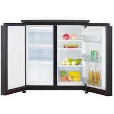 Outdoor mini fridge with glass door in stainless steel Igloo 33 In W 5 5 Cu Ft Side By Side Refrigerator In Silver Counter Depth Fr551 The Home Depot Side By Side Refrigerator Outdoor Kitchen Design Outdoor Kitchen Appliances