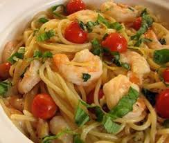 Recette Spaghetti Aux Crevettes Tomates Ail Citron Et Basilic Seafood Recipes Recipes Healthy Recipes