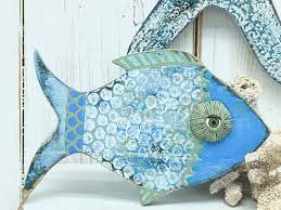 Small Tropical Fish Wooden Fish Wall Decor With Vintage Etsy Fish Wall Decor Beach House Art Wooden Fish