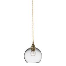 Sweet bell glass pendant light. Clear Blown Glass Ceiling Pendant Gold Cable Designer Lighting Uk