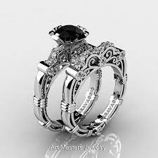 Art Masters Gothic Wedding Ring Set Check Out More Awesome Engagement Rings Wedding Bands Set White Diamond Rings Engagement Diamond Sapphire Engagement Ring