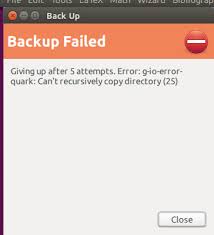 Driver issues can be detected by looking for yellow exclamation marks in front of devices in the disk drives menu. Backup Failed Error G Io Error Quark Ask Ubuntu