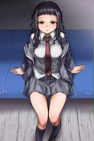 ao ashi, highres, 1girl, black hair, black skirt, black socks, breasts,  brown eyes, jacket, kaidou anri, long hair, looking at viewer, medium  breasts, necktie, red necktie, shirt, sitting, skirt, socks, solo,  takehyiro,