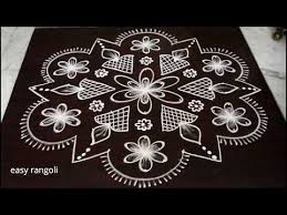 Easy Kolam Designs With 5 Dots Simple Rangoli Beautiful Color Muggulu Daily Rangavlli Youtube Rangoli Designs Simple Rangoli Easy Rangoli Designs