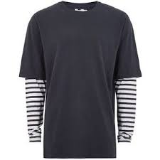 Black And White Striped Long Sleeve T Shirt Mens Topman Black Double Layered T Shirt Long Sleeve Tshirt Men Long Sleeve Shirt Men Mens Tshirts