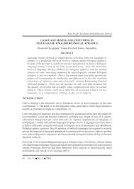 Pdf Language Mixing And Switching In Malayalam English Bilingual Aphasics