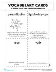 Free worksheets and printables for kids. El Support Lesson Personification Practice Lesson Plan Education Com
