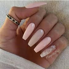 Soft Pink Long Coffin Nails Ballerina Nails Trendy Nails Nails Set of painted neon hot pink long coffin false nails.