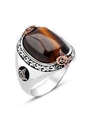 Kaplan Gozu Tasi Yuzuk 925 Ayar Gumus Tugrali Erkek Yuzukleri Dikkatkesil Com Fashion Ring Gumus Taki
