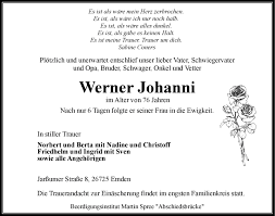 Verknüpft ist der tag auch mit festen im zusammenhang mit der sommersonnenwende und brauchtum wie dem johannisfeuer, wie auch als besonders günstige zeit für das sammeln von kräutern und lostag im zusammenhang mit bauernregeln. Traueranzeigen Von Werner Johanni Nordwest Trauer De