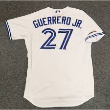 Make sure you are ready to cheer the toronto blue jays with the latest vladimir guerrero jr. Authenticated Game Used Jersey 27 Vladimir Guerrero Jr Used For 1st Career Mlb Home Run At