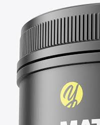 Download Matte Protein Jar Mockup W Shrink Sleeve In Jar Mockups On Yellow Images Object Mockups PSD Mockup Templates