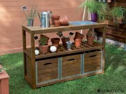 table de preparation en bois pour le jardinage dimensions l 129 x p 45 x h 90 cm potager sur pied table de rempotage outils de jardin