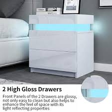 The liberty furniture harbor view 2 door 1 drawer nightstand is a fresh cottage cutie. Tall 2 Drawer Nightstand With Rgb Led Light High Gloss Bedside Tables White Black Walmart Com Walmart Com