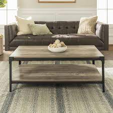 Walker Edison Grey Wash Wood Veneer Coffee Table Lowes Com In 2021 Rustic Coffee Tables Coffee Table Table Decor Living Room