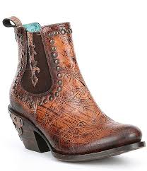 Corral Boots Kaitlyn Leather Crackled Block Heel Ankle Boots