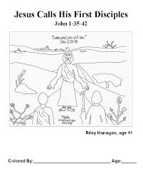 Free, printable coloring book pages, connect the dot pages and color by numbers pages for kids. John 1 35 42 Kids Color Me Bible Gospel Of John Ch 7 Pg 7 Coloring Home