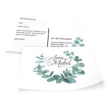 Ballonflugkarte hochzeit, hochzeitspaarpostkarte zum anhängen an luftballonsglückwünsche zur ballonflugkarte hochzeit. Ballonkarte Eucalyptus Hochzeit Online Drucken