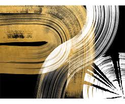 Artwork texture is represented with fine inks printed on a flat canvas. Gold And White Stroke Artwork Decorium Furniture