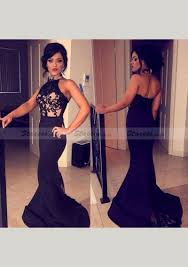 Satin Prom Dress Sheath Column High Neck Sweep Train With Appliqued Stacees Promdress Unique Prom Dresses Dresses Satin Prom Dress