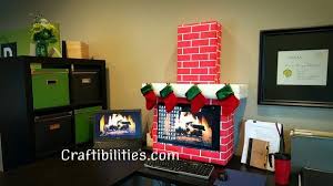 Holiday Office Idea Fireplace Computer Cubicle Fun Diy Christmas De Christmas Cubicle Decorations Christmas Desk Decorations Office Christmas Decorations