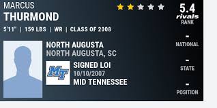 Marcus Thurmond 2008 Wide Receiver Mid Tennessee