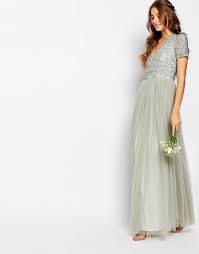 Image 4 Of Maya Tall V Neck Maxi Tulle Dress With Tonal Delicate Sequins Beaded Bridesmaid Dress Wedding Dress Sequin Asos Bridesmaid Dress
