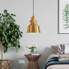 Aged Brass Single Pendant Light With Metal Shade Mid Century Modern Hanging Ceiling Light Susuohome Com