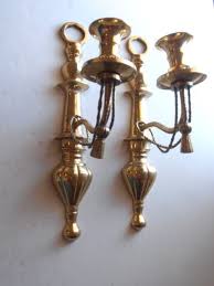 All of our primitive, country and colonial sconces are proudly made in america. Pair Vintage Heavy Brass Wall Sconces Candle Holders Rope Tassel Vgc Candle Wall Sconces Brass Wall Sconce Candle Holder Wall Sconce