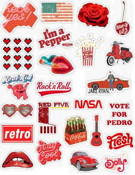 Retro Red Sticker Pack Sticker By Lauren53103 Iphone Case Stickers Aesthetic Stickers Print Stickers