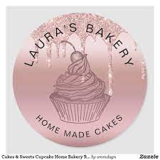 Cakes Sweets Cupcake Home Bakery Rustic Vintage Classic Round Sticker Zazzle Com Home Bakery Bakery Sweets