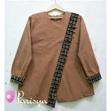 Kualitas premium untuk bahan dan jahitan, sehingga batik. Blus Tenun Lurik Hujan Gerimis Kombinasi Batik Cap Honocoroko Shopee Indonesia