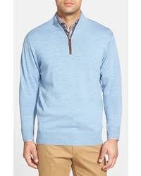 Peter millar men's large crown comfort quarter zip l/s pullover in pesto l. Peter Millar Leather Trim Quarter Zip Pullover Sweater 225 Nordstrom Lookastic
