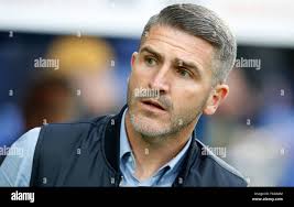 Bury manager Ryan Lowe during the Sky Bet League Two match at Prenton Park,  Tranmere Stock Photo