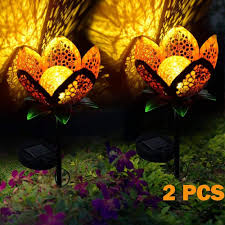 Allomn Solarleuchten Garten Im Freien 2 Stck Draussen Weg Dekorative Lampe Leuchtet Solar Landschaft Lichter Solarleuchten Garten Solarleuchten Blumen Lichter