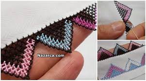 Renkli Sirali Daglar Igne Oyasi Yazma Modeli Zarif Ve Farkli Modeli Ile Her Sirasi Tek Tek Ogretilen Oya Yapimi Mod Oya Ornekleri Zig Zag Crochet Kurdele Oyasi